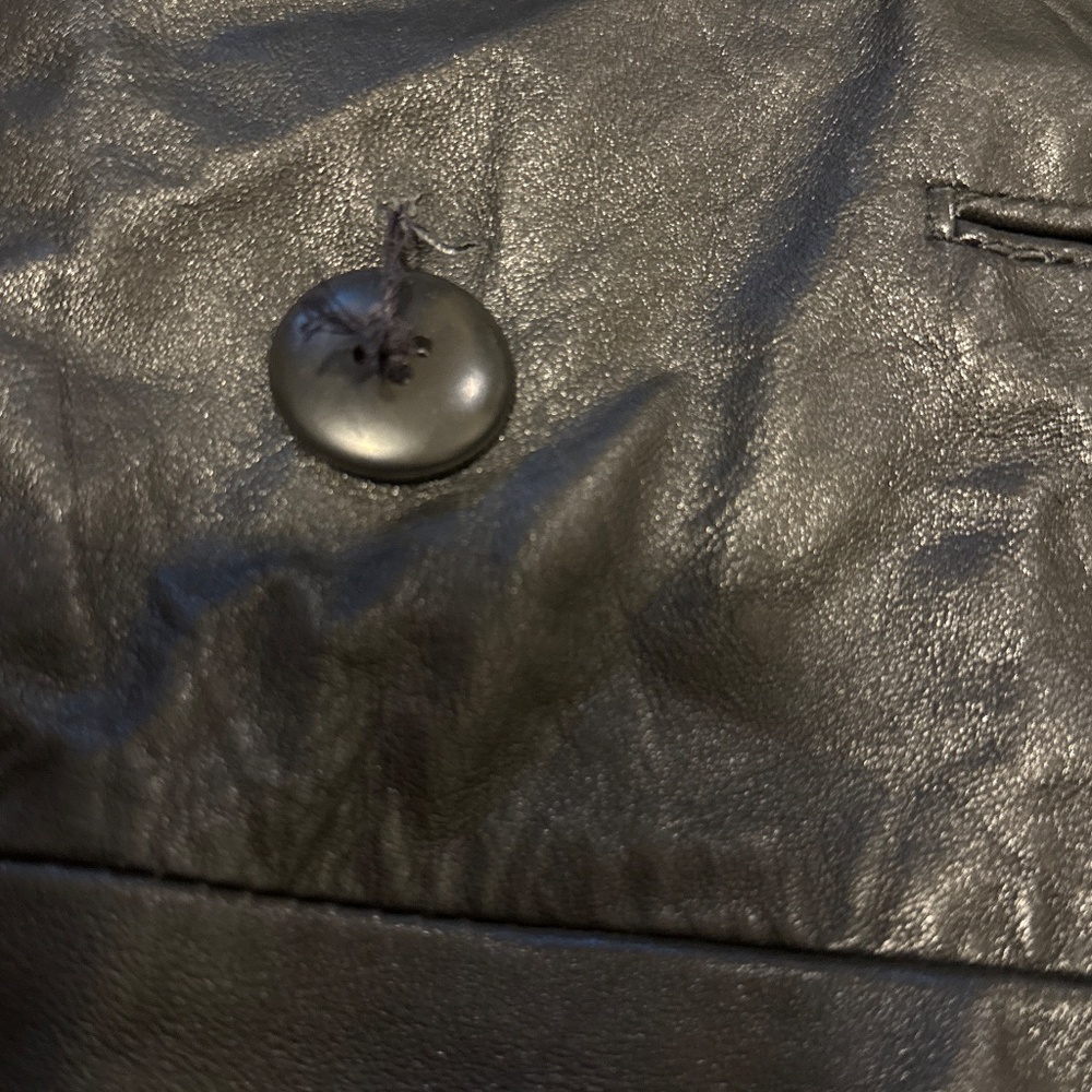 Women's Black Leather Trench Coat - Picture 5 of 5